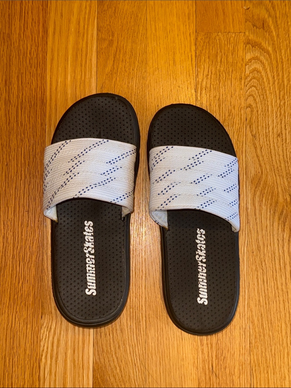 🏒 SummerSkates Black Slide Sandals with White Straps size small